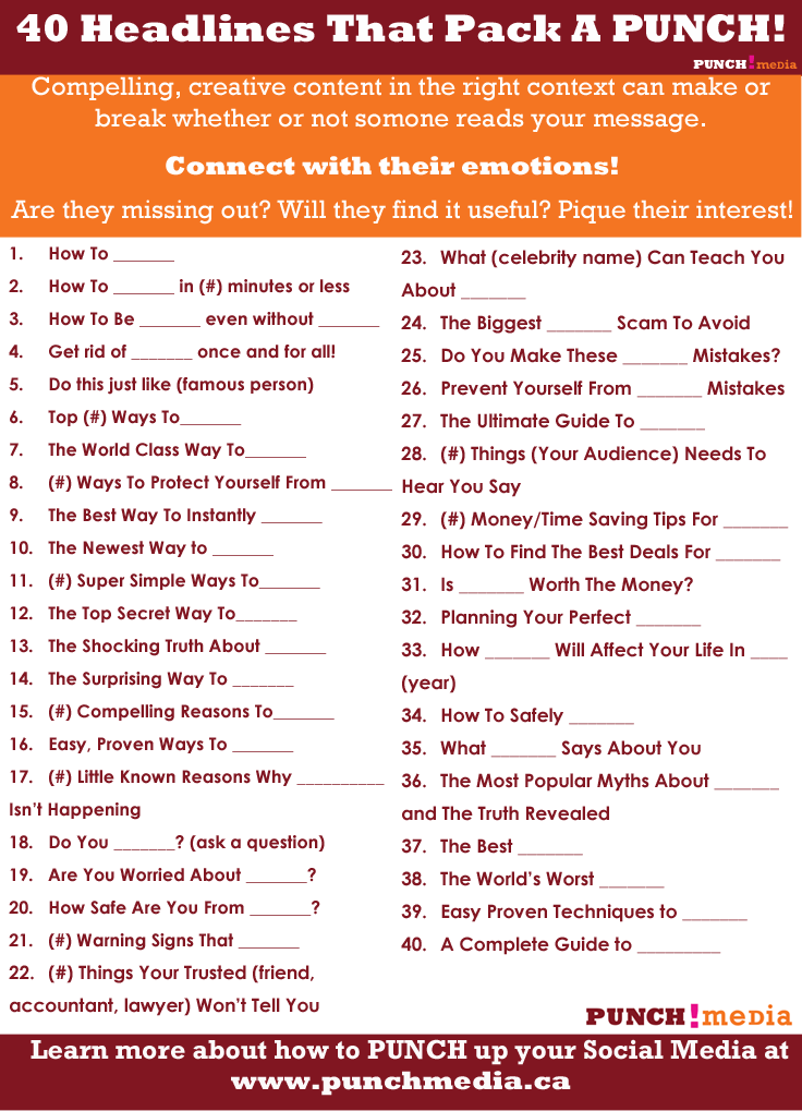 40 Easy Headlines